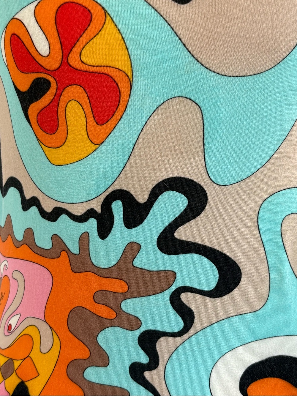EMELIO PUCCI Aqua and Orange Abstract Scoop Neck Tank - Picture 5 of 7